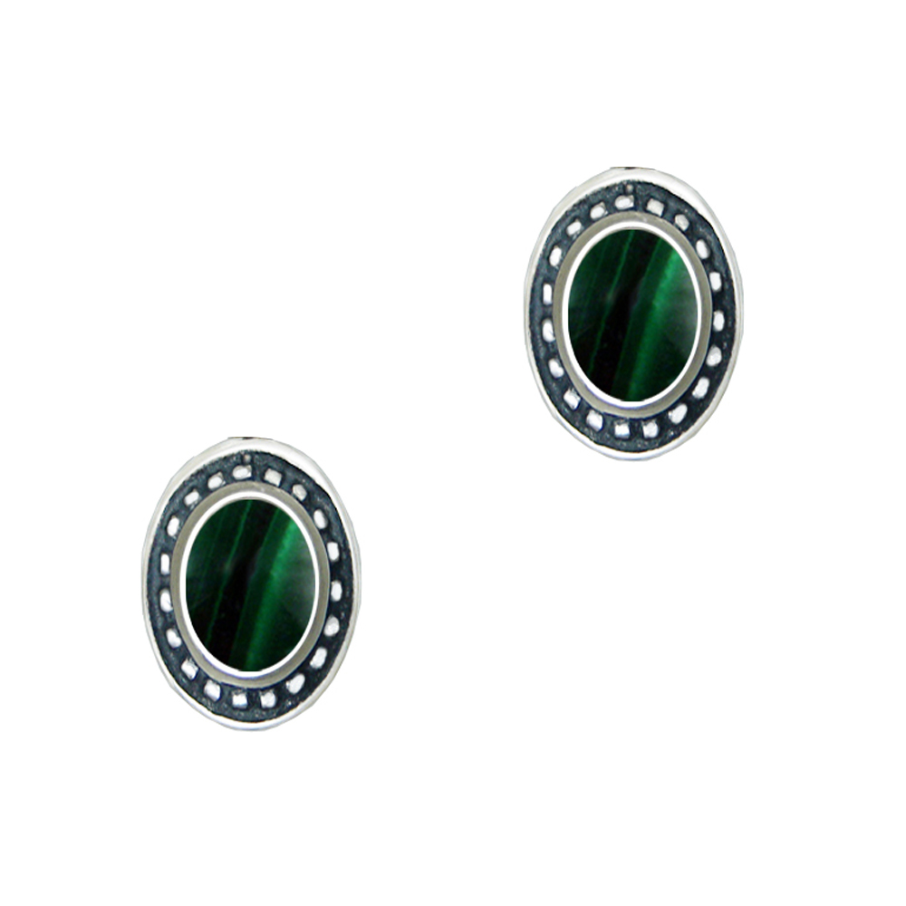 Sterling Silver Malachite Post Stud Earrings